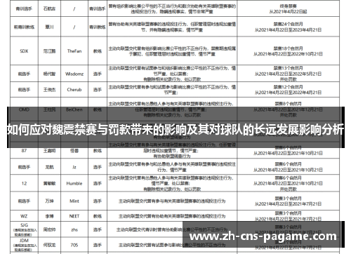 如何应对魏震禁赛与罚款带来的影响及其对球队的长远发展影响分析 如何应对魏震禁赛与罚款带来的影响及其对球队的长远发展影响分析