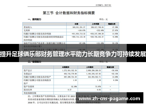 提升足球俱乐部财务管理水平助力长期竞争力可持续发展 提升足球俱乐部财务管理水平助力长期竞争力可持续发展